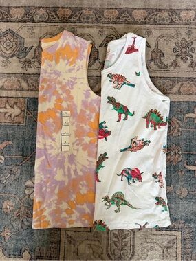 Boys Tie-Dye Tank Top and White Dinosaur Print Tank top summer bundle